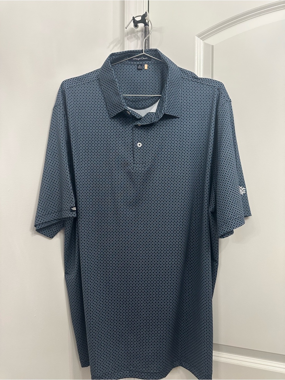 Straight Down Men's Navy Geometric Performance Polo. Size XL